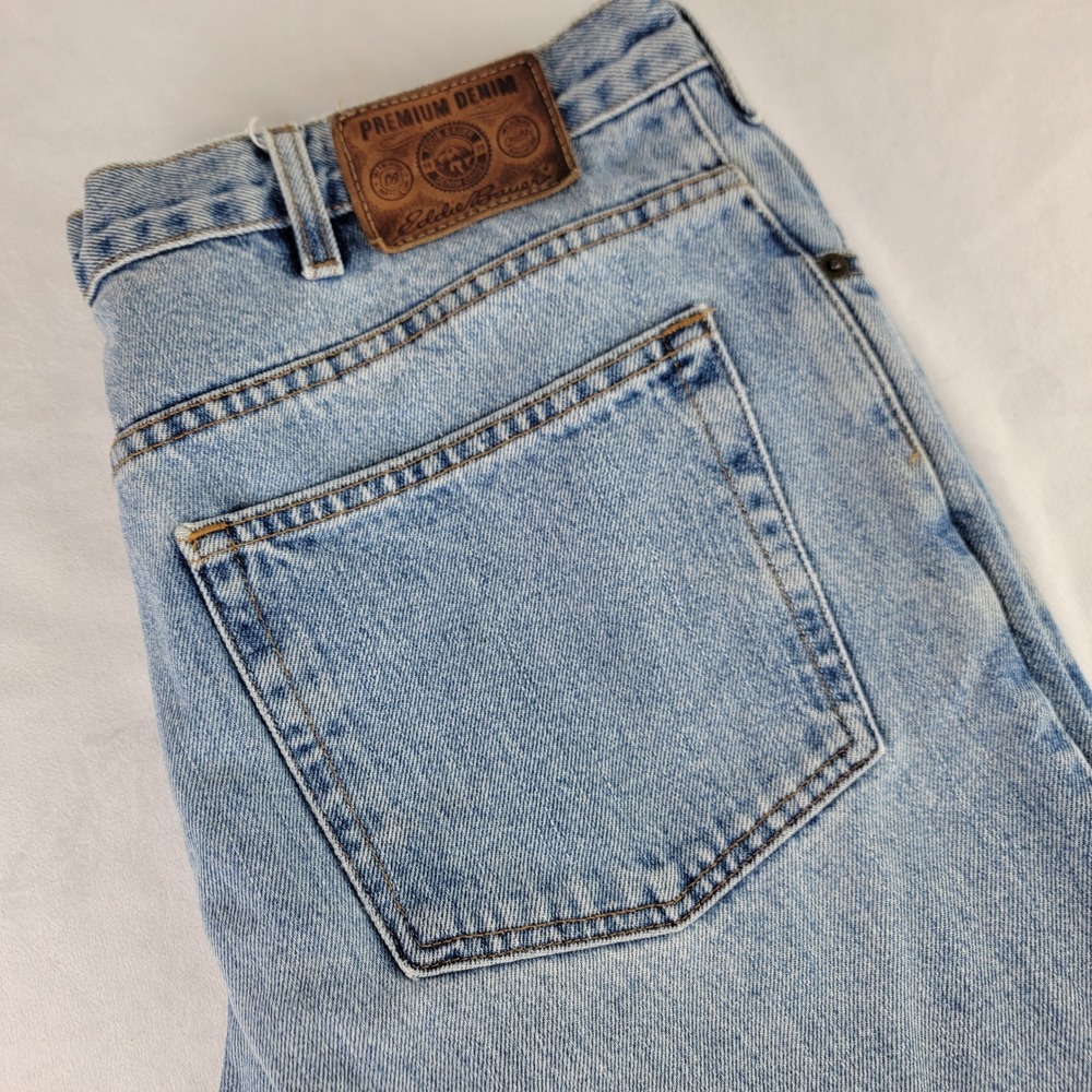 Eddie Bauer Mens Classic Straight Leg Light Wash Denim Jeans 38x30 Vintage